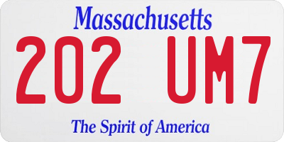 MA license plate 202UM7