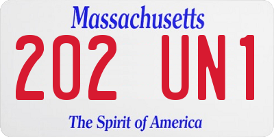 MA license plate 202UN1