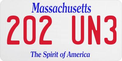 MA license plate 202UN3