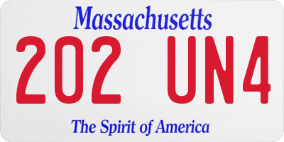 MA license plate 202UN4