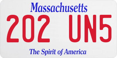MA license plate 202UN5