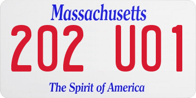 MA license plate 202UO1