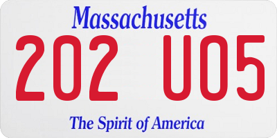 MA license plate 202UO5