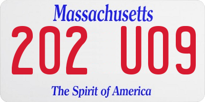 MA license plate 202UO9