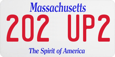MA license plate 202UP2