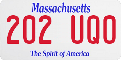 MA license plate 202UQ0