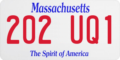 MA license plate 202UQ1