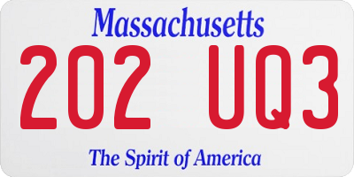 MA license plate 202UQ3