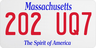 MA license plate 202UQ7