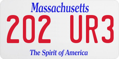 MA license plate 202UR3