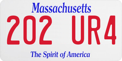 MA license plate 202UR4