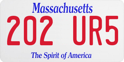 MA license plate 202UR5