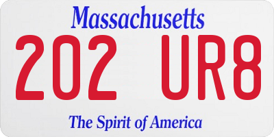 MA license plate 202UR8