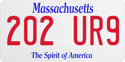 MA license plate 202UR9