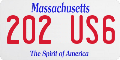 MA license plate 202US6