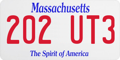 MA license plate 202UT3