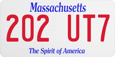 MA license plate 202UT7