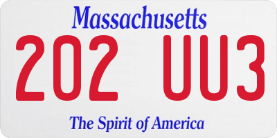 MA license plate 202UU3