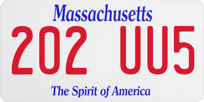 MA license plate 202UU5