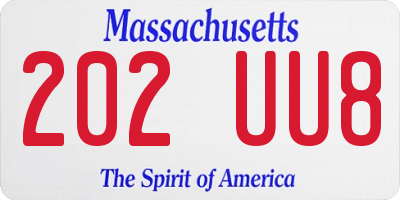 MA license plate 202UU8