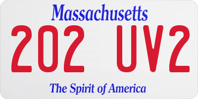 MA license plate 202UV2