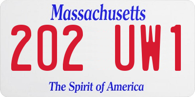 MA license plate 202UW1