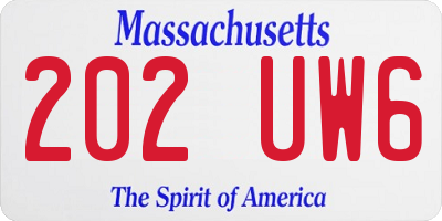 MA license plate 202UW6
