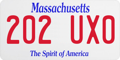 MA license plate 202UX0
