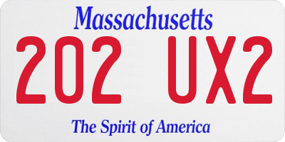 MA license plate 202UX2