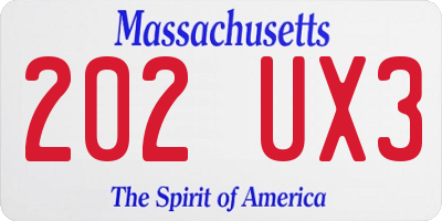 MA license plate 202UX3