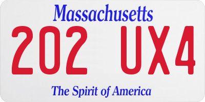 MA license plate 202UX4