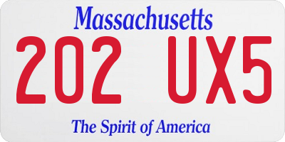 MA license plate 202UX5
