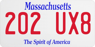MA license plate 202UX8