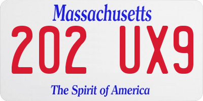 MA license plate 202UX9