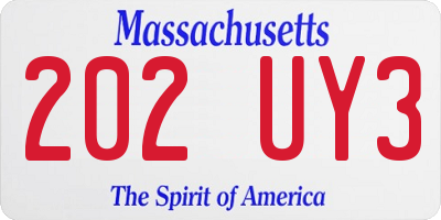 MA license plate 202UY3