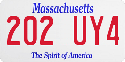 MA license plate 202UY4