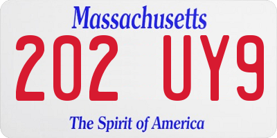MA license plate 202UY9