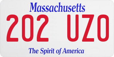 MA license plate 202UZ0