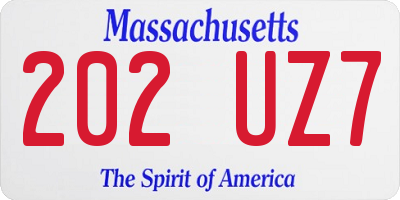 MA license plate 202UZ7