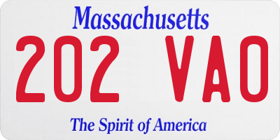 MA license plate 202VA0
