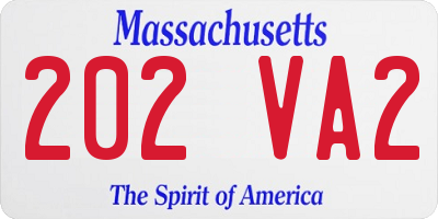 MA license plate 202VA2