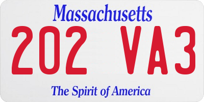 MA license plate 202VA3