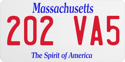 MA license plate 202VA5
