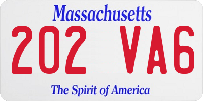 MA license plate 202VA6