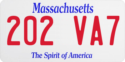 MA license plate 202VA7