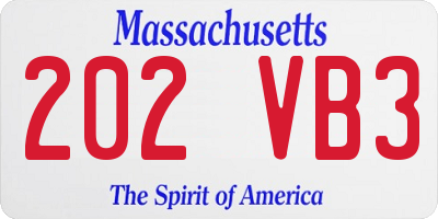 MA license plate 202VB3
