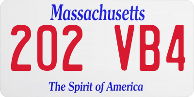 MA license plate 202VB4
