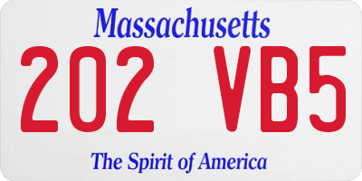 MA license plate 202VB5