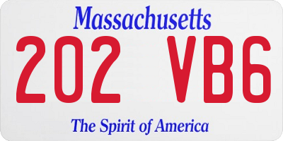MA license plate 202VB6