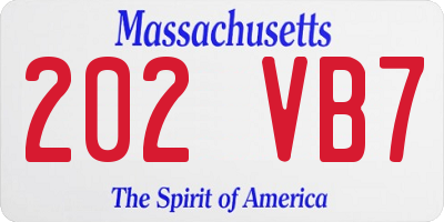 MA license plate 202VB7